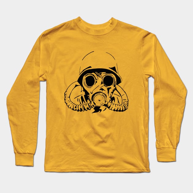 Soldier Gas Mask (black) Long Sleeve T-Shirt by Liberty Steele